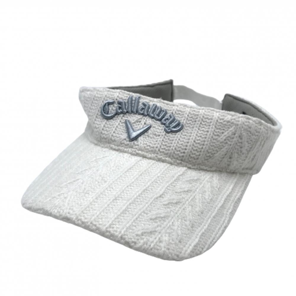 【美品】キャロウェイ ニットサンバイザー 白 ロゴ刺しゅう ゴルフウェア Callaway拍卖