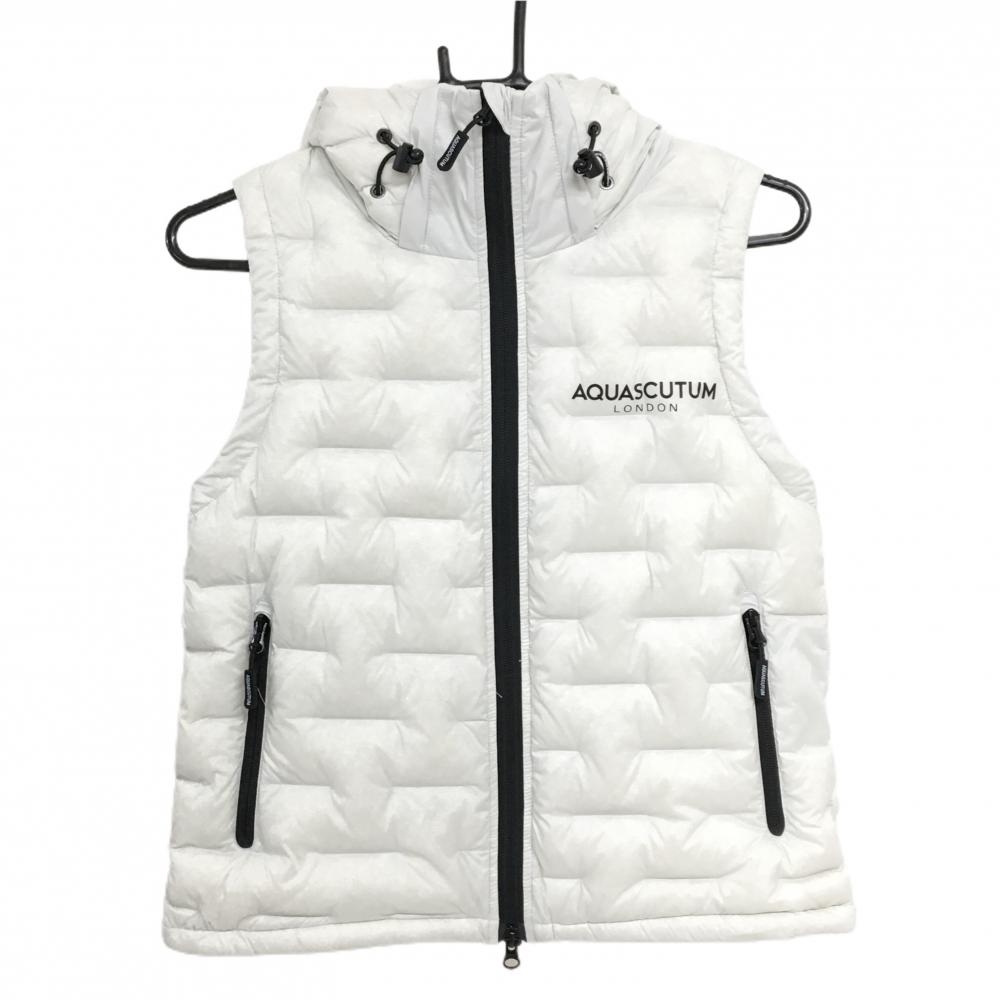 【超美品】アクアスキュータム 2WAYダウンベスト オフホワイト フード着脱可 ダウン90% レディース ゴルフウェア AQUASCUTUM拍卖
