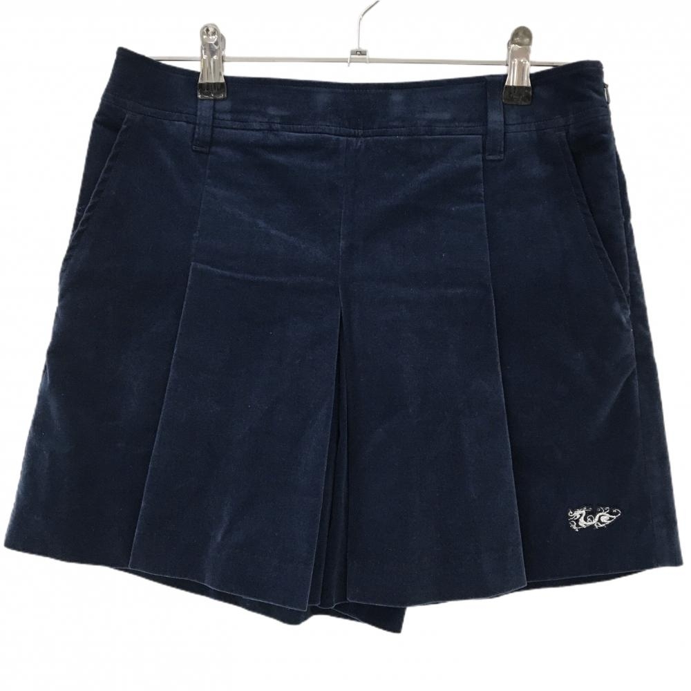【美品】ダンスウィズドラゴン キュロットスカート ネイビー ベロア調 ロゴワッペン レディース 2(M) ゴルフウェア Dance With Dragon拍卖