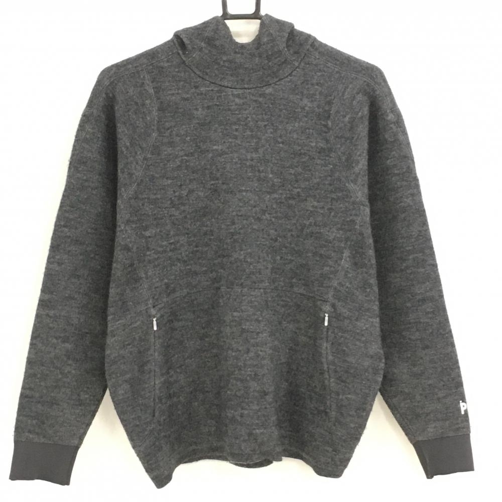 PGGパーリーゲイツ ニットパーカー ダークグレー ウール混 セーター レディース 1(M) ゴルフウェア 非売品 PEARLY GATES拍卖