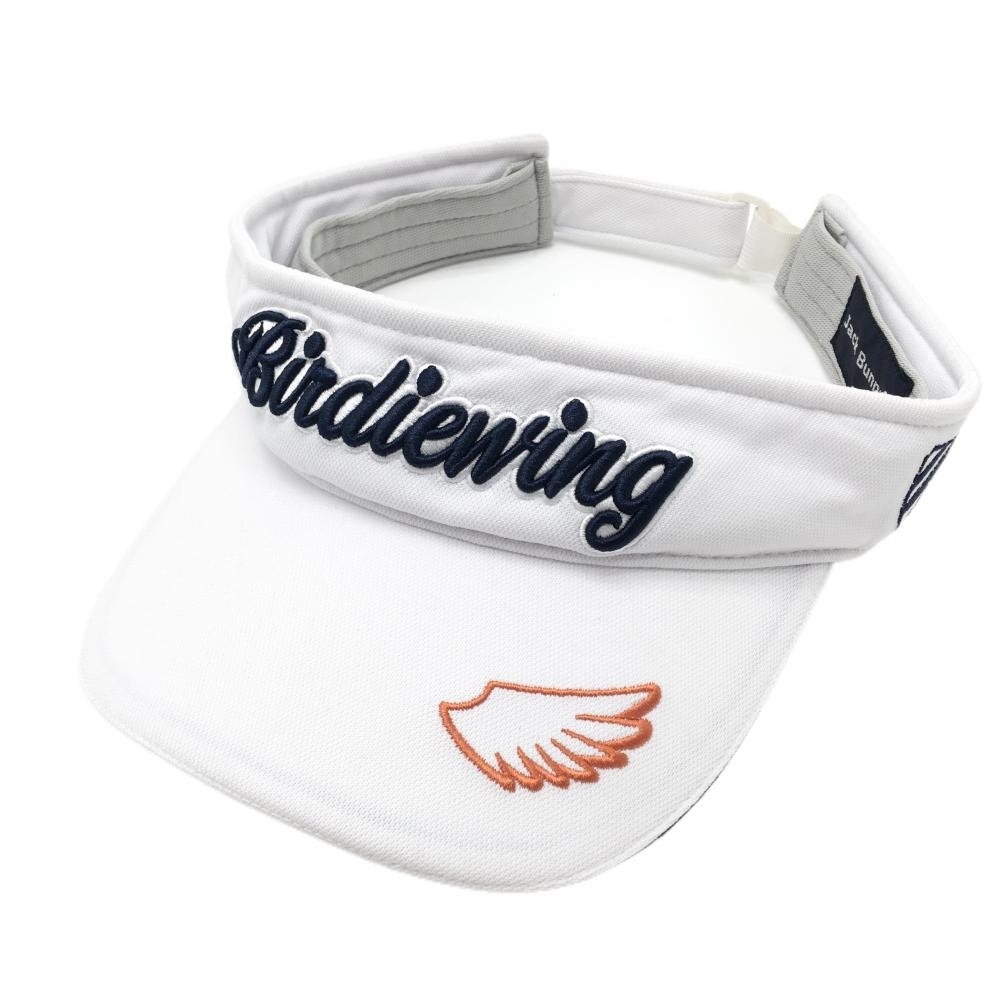 【美品】ジャックバニー×BRIDGE WING サンバイザー 白×ネイビー 立体ロゴ ゴルフウェア Jack Bunny拍卖