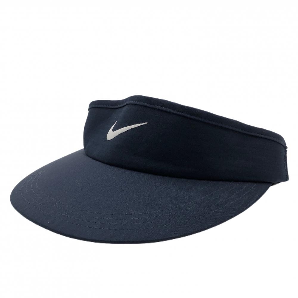 【未使用品】ナイキ つば広サンバイザー ネイビー ロゴ白 ストライプ地模様 ゴルフウェア NIKE拍卖