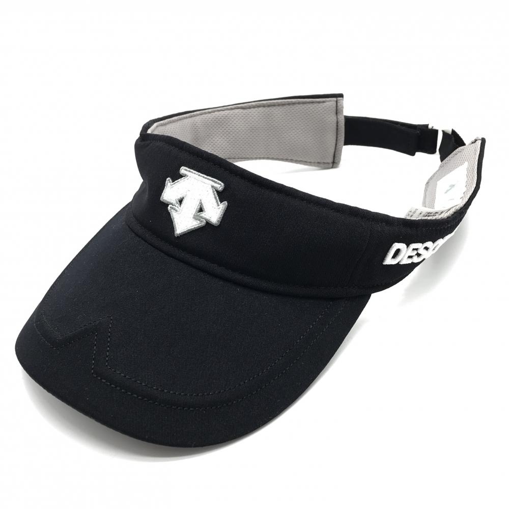 デサントゴルフ サンバイザー 黒×白 ロゴ刺しゅう 中田英寿 F(55-57) ゴルフウェア DESCENTE拍卖