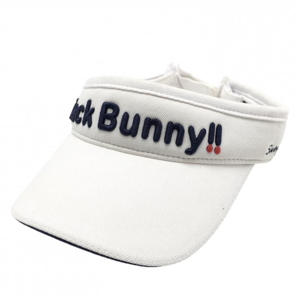 ジャックバニー サンバイザー 白×ネイビー 立体ロゴ刺しゅう FR ゴルフウェア Jack Bunny拍卖