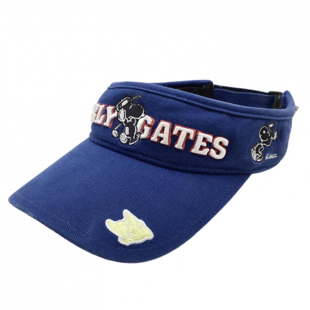 パーリーゲイツ×PEANUTS サンバイザー ブルー×白 スヌーピー 立体ロゴ ゴルフウェア PEARLY GATES拍卖