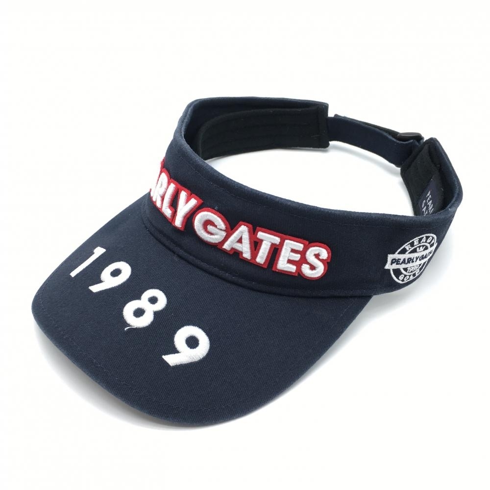 パーリーゲイツ サンバイザー ネイビー×白 立体ロゴ FR ゴルフウェア PEARLY GATES拍卖