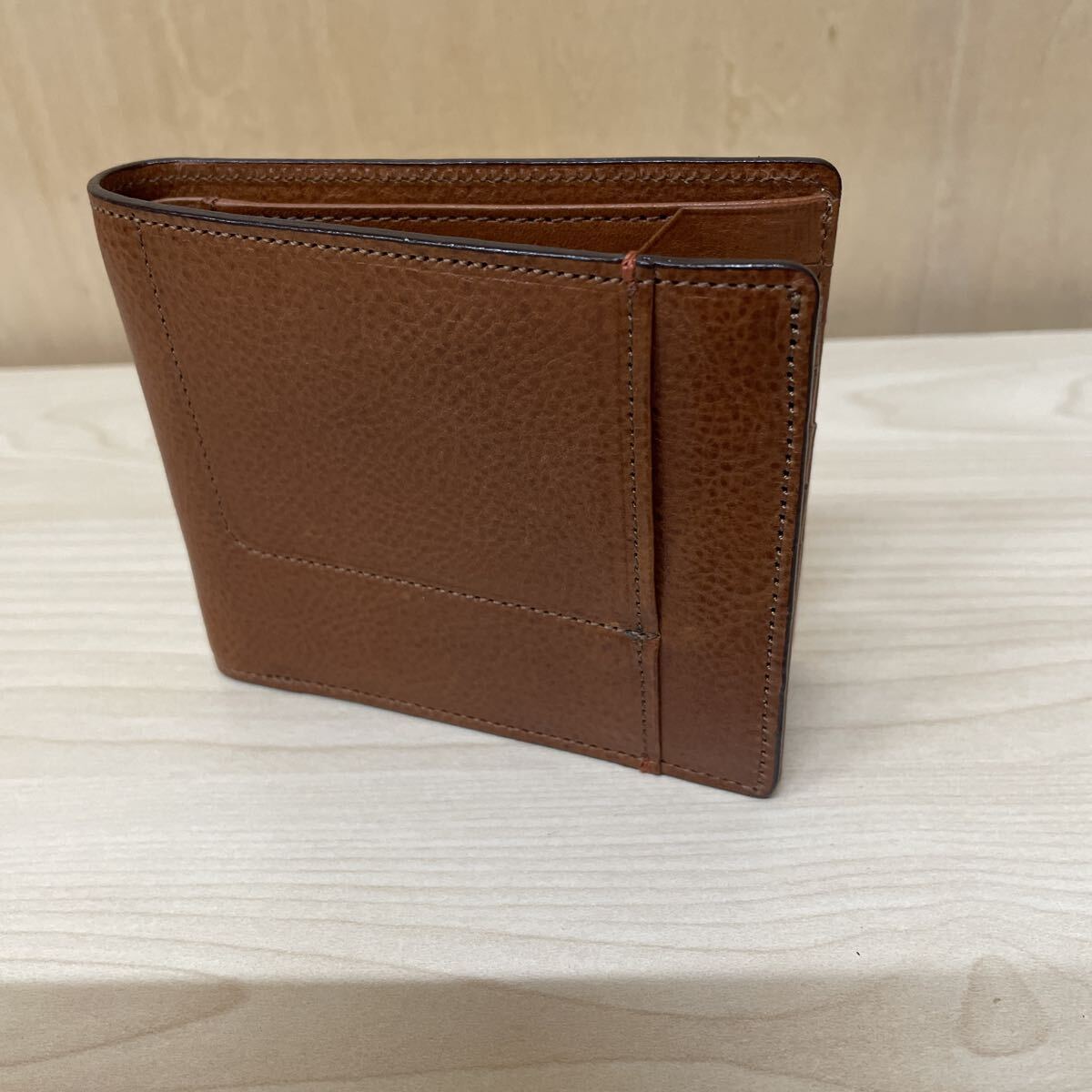 LIN-KU 輪怐 二つ折り財布 レザー 本革 二つ折り ブラウン 財布 未使用拍卖