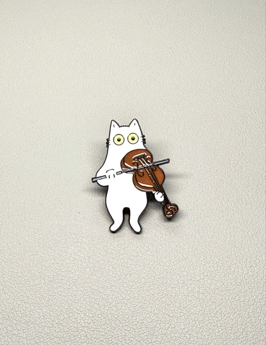新品 可愛い猫 バイオリン ピンバッジ キャラクター ピンバッチ 襟ピン ブローチ 楽器拍卖