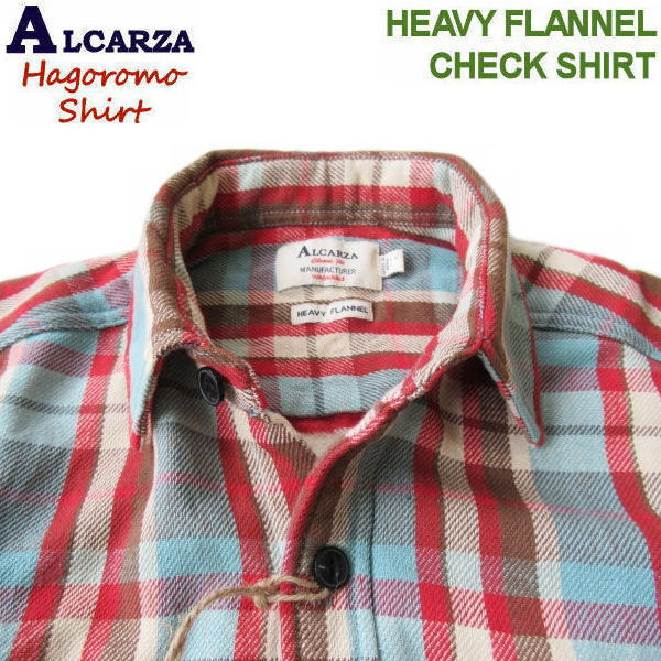 ALCARZA【ヘビーフランネルチェックシャツ】羽衣シャツ/ネルシャツ・ワークシャツ 629-00 03)SAX Lサイズ拍卖