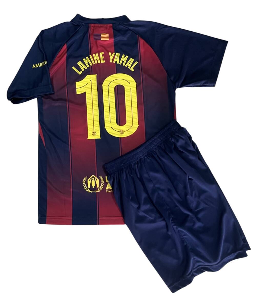 新作 ヤマル#10 バルセロナ(H)25/26 子供用 150-160㎝ 上下セット サッカー 新品 来季モデル リーガーエスパニョーラ拍卖