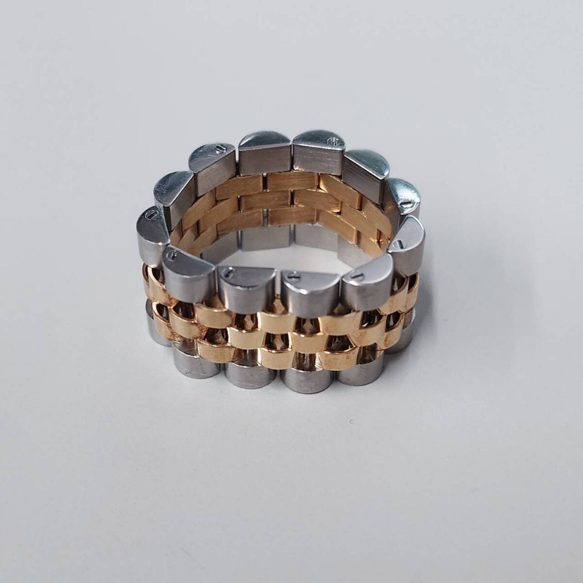 1円~ 12駒 ロレックス ROLEX リング 指輪 デイトジャスト 16013 16233 15.5mm コマ コンビ SS K18 K18YG ブレス 駒 メンズ拍卖