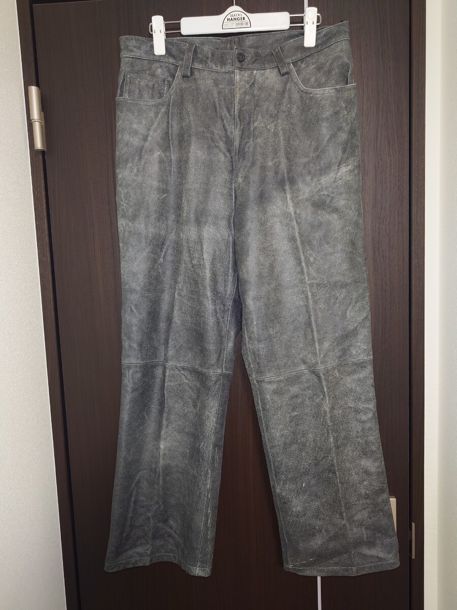 サンタフェsantafe 牛革 加工 5P レザーパンツ ライトグレー拍卖