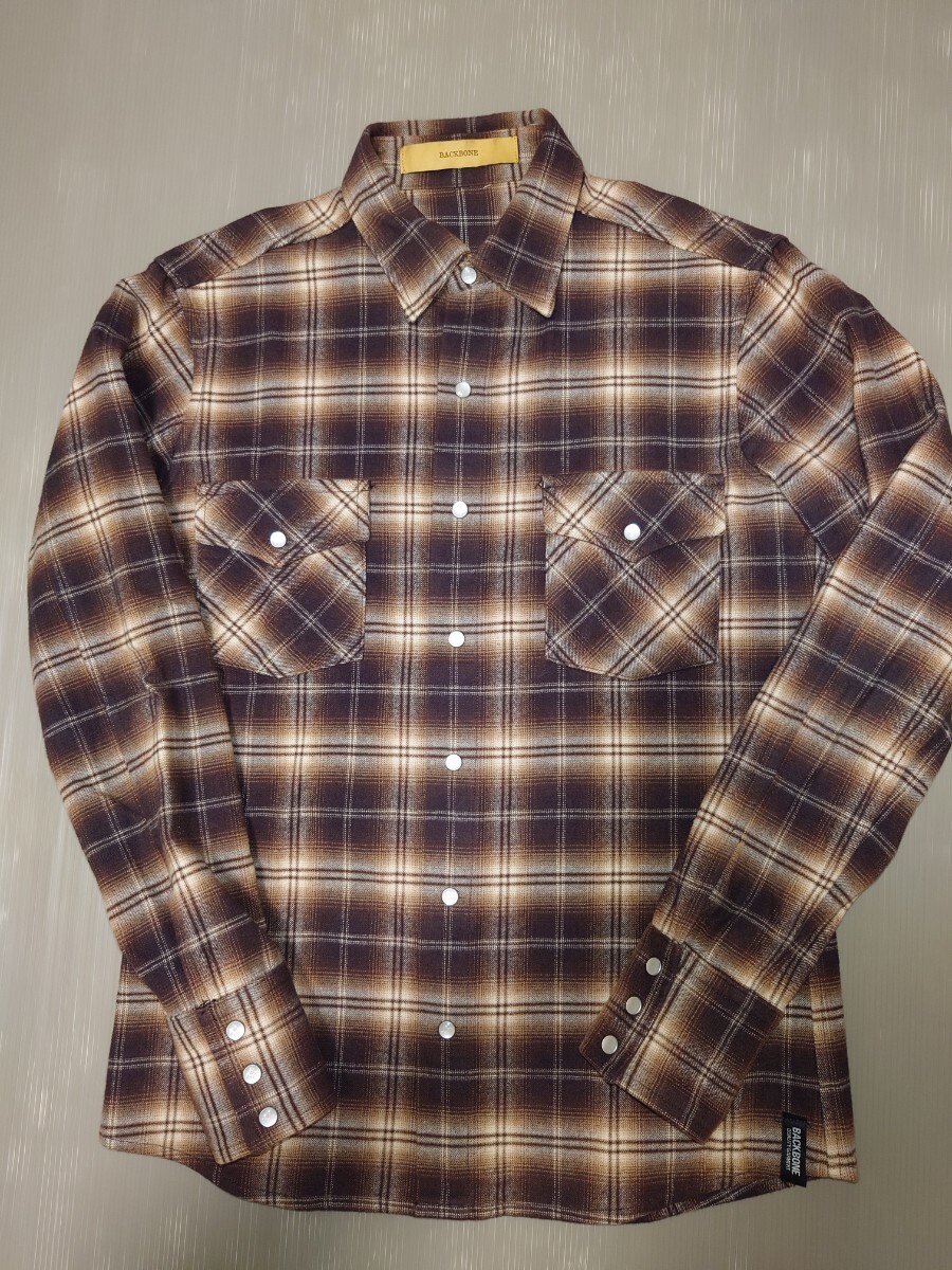 バックボーン BACKBONEオンブレー肉厚 ウエスタンシャツブラウン M拍卖