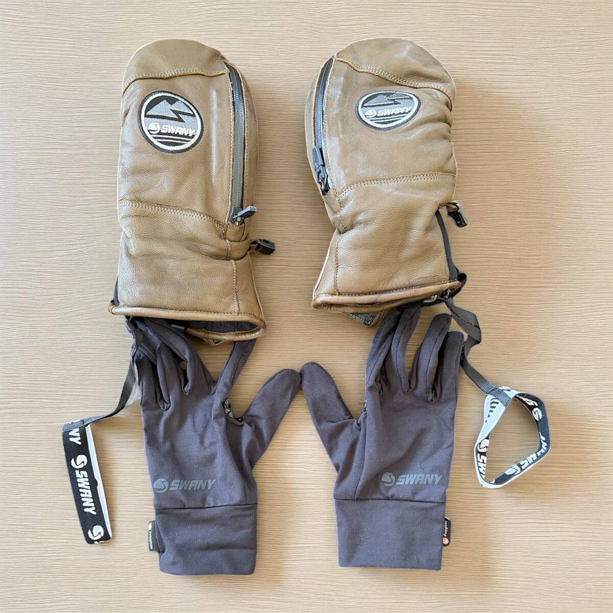 SWANY スワニー スノーボード グローブ Sサイズ オーバーミトン 革 SWANY拍卖
