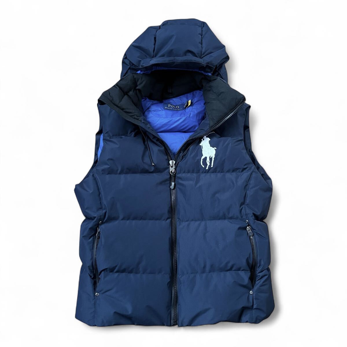 美品 POLO RALPH LAUREN ポロラルフローレン ダウンベスト 2way ビッグポニー刺繍 ダークネイビー メンズ Mサイズ拍卖
