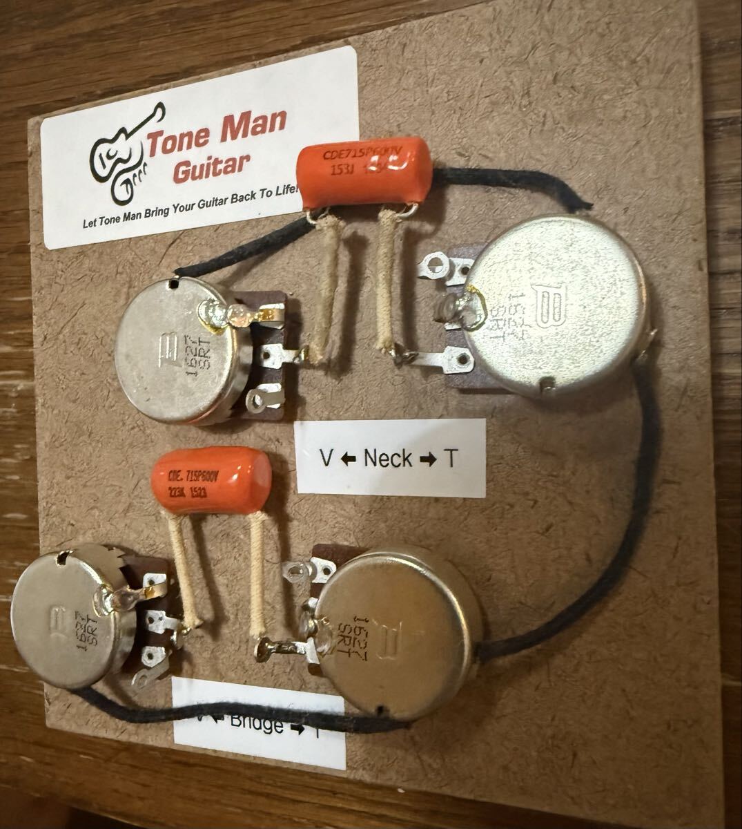 未使用品 Tone Man Guitar レスポール用 プリワイヤード配線キット 50s配線 アッセンブリ ショートシャフト拍卖