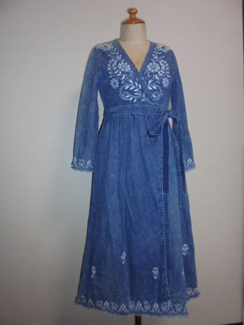 FREAKS STOREエスニック刺繍入りダンガリー地カシュクールOP拍卖