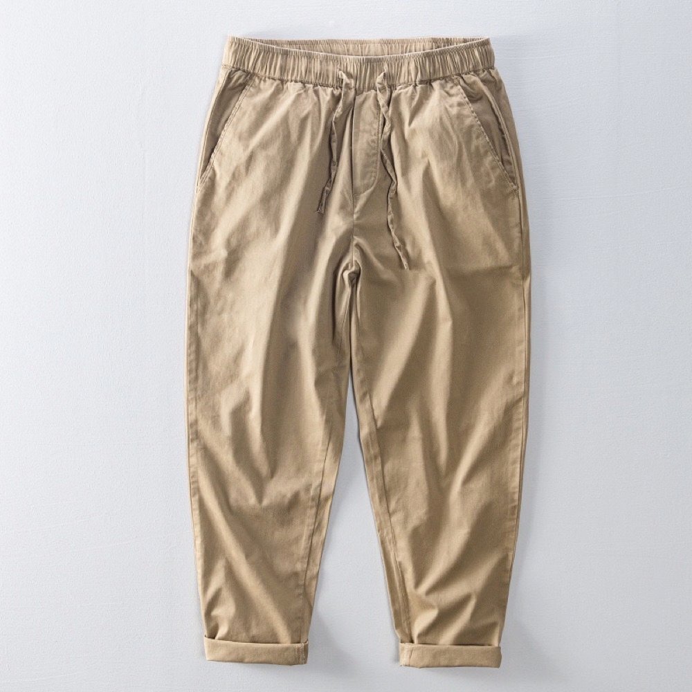 チノパン メンズコットンズボン ワイドパンツ 無地 イージーパンツ ジョガーパンツ 薄手 カジュアル ボトムス ストレッチパンツ カーキ 3XL拍卖