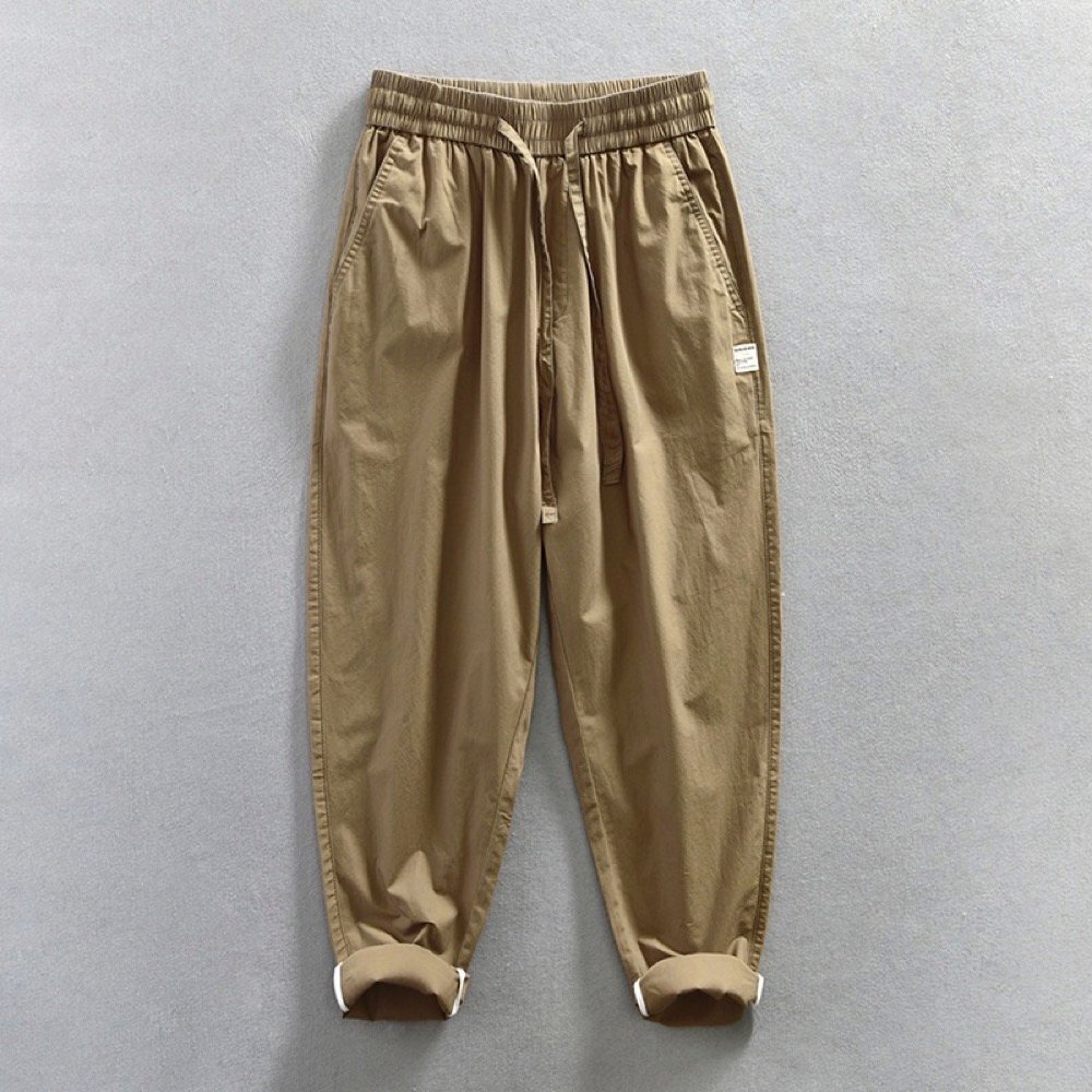 メンズカーゴパンツ ワイドパンツ コットン ズボン 無地 ワークパンツ イージーパンツ ロングパンツ カジュアル ボトムス コーヒー M拍卖