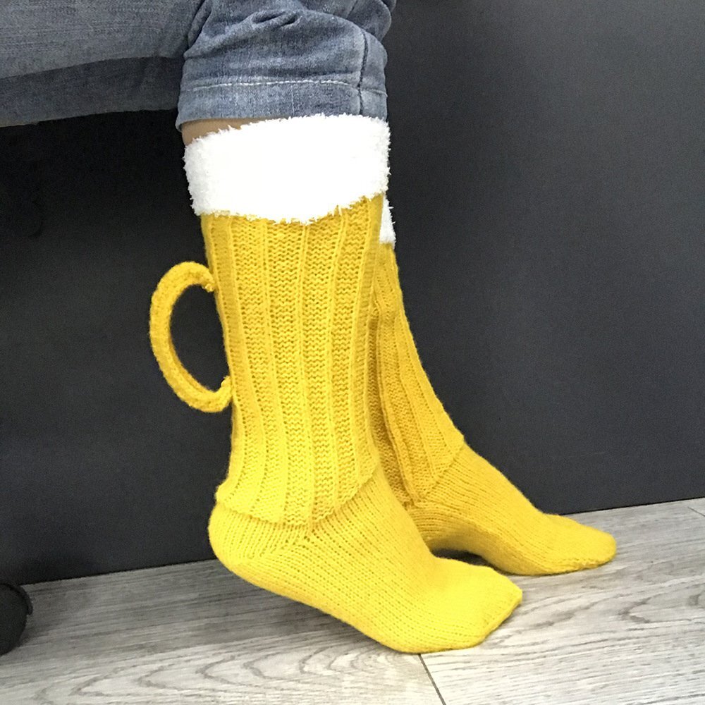 靴下 ソックス くつ下 socks イエロービール瓶 サンタクロース クリスマス プレゼント ニット 女の子 男の子 大人 男女兼用拍卖