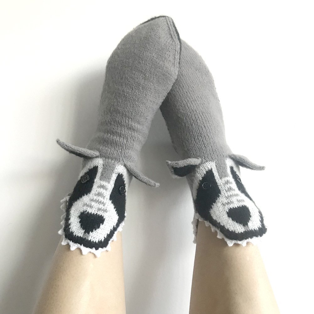 靴下 ソックス くつ下 socks アニマル オオカミ 可愛い サンタクロース クリスマス プレゼント ニット 女の子 男の子 大人 男女兼用拍卖