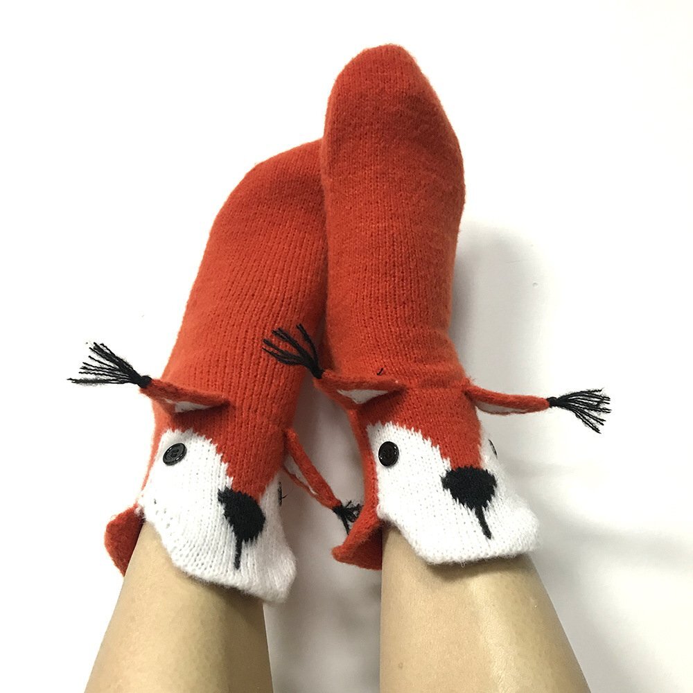 靴下 ソックス くつ下 socks アニマル レッド栗鼠 可愛い サンタクロース クリスマス プレゼント ニット 女の子 男の子 大人 男女兼用拍卖