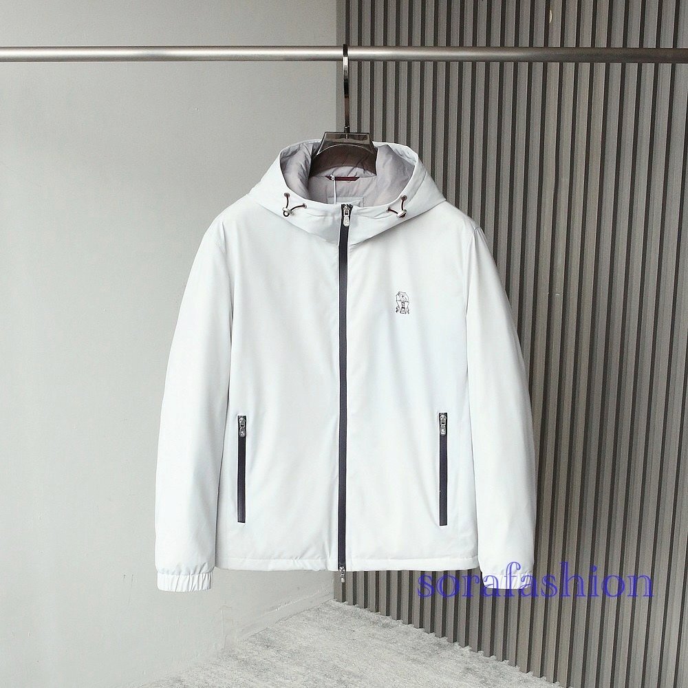 BRUNELLO CUCINELLI ブルネロ クチネリ メンズダウンジャケット マウンテンパーカー ブルゾン ホワイト Mサイズ ダウンアウター 防寒防風拍卖