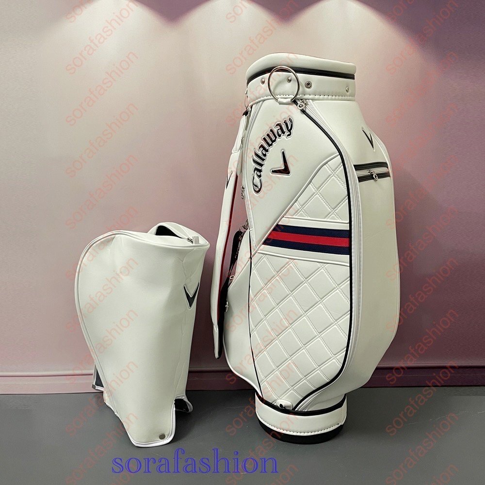 美品 キャロウエイ ゴルフバッグ キャディバッグ 8.5型 5分割 合成皮革 ホワイト 軽量拍卖