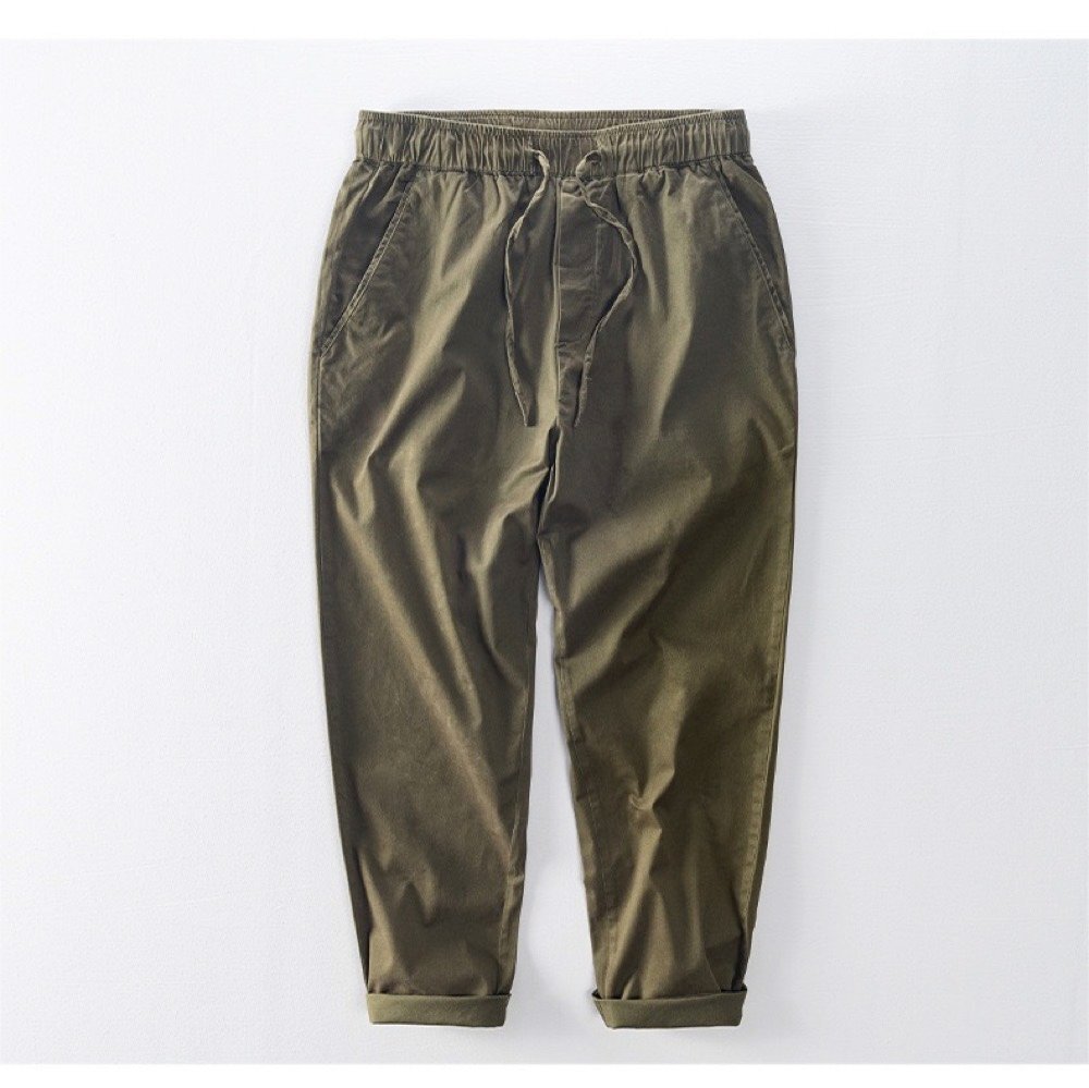 チノパン メンズコットンズボン ワイドパンツ 無地 イージーパンツ ジョガーパンツ カジュアル ボトムス ストレッチパンツ グリーン 3XL拍卖