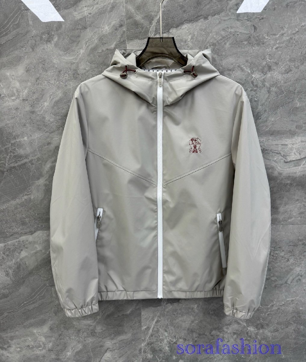 BRUNELLO CUCINELLI ブルネロ クチネリ メンズ防風ジャケット マウンテンパーカー グレー M ブルゾン ジップアップ アウター 防風 秋物拍卖