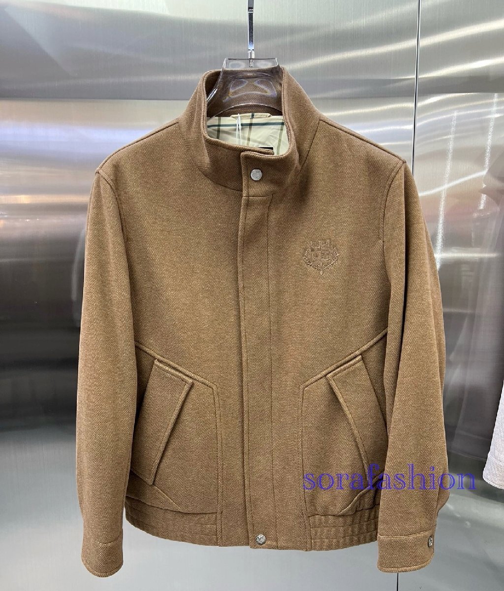 Loro Piana ロロピアーナ メンズジャケット ブルゾン ブラウン L ジップアップ コート スカジャン アウター ジャンパー 紳士服 ヘリンボン拍卖