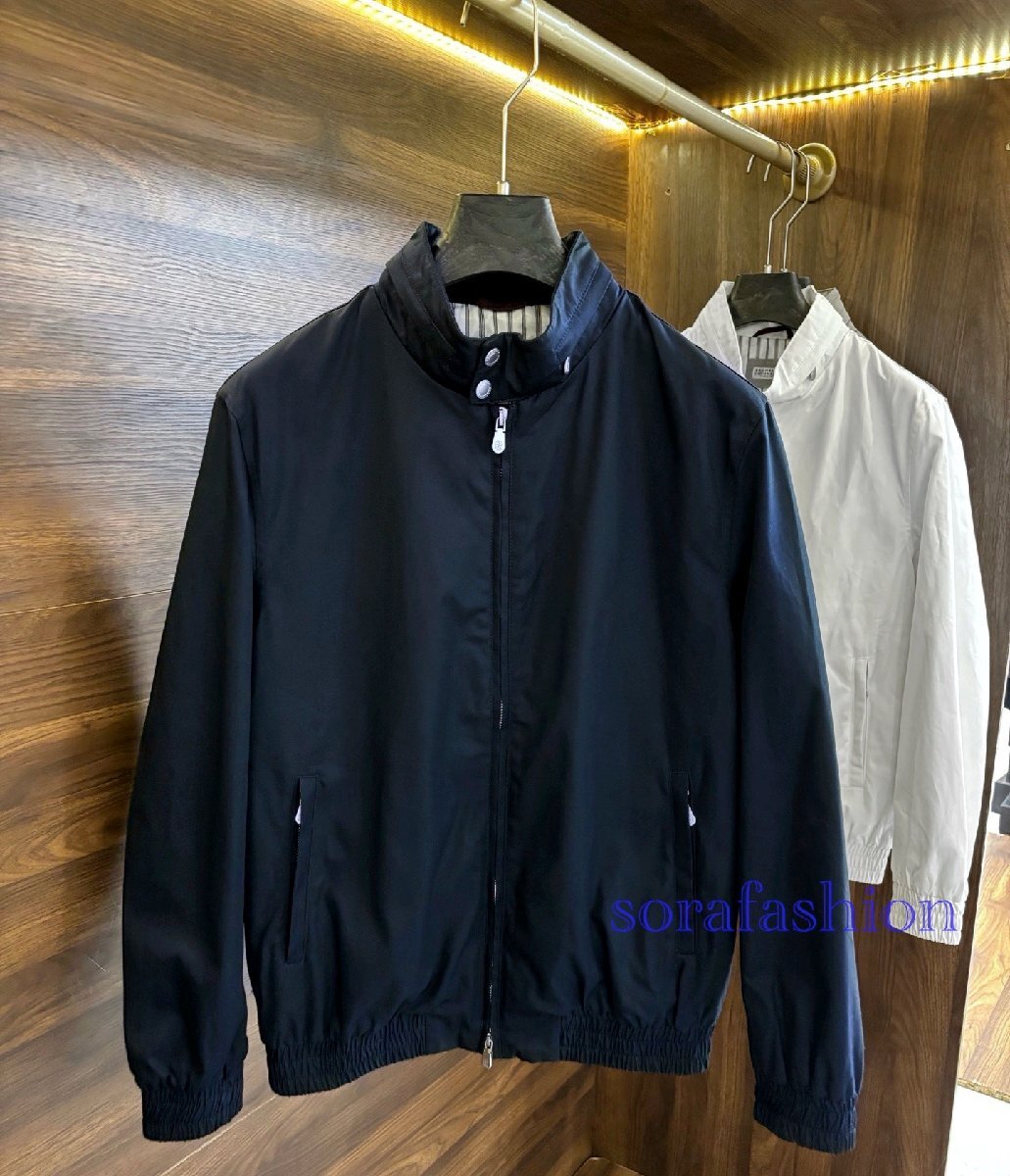 BRUNELLO CUCINELLIブルネロ クチネリ メンズジャケット ブルゾン ネイビー 52サイズ ジャンパー アウター 防風 紳士服 ジップアップ 綿拍卖