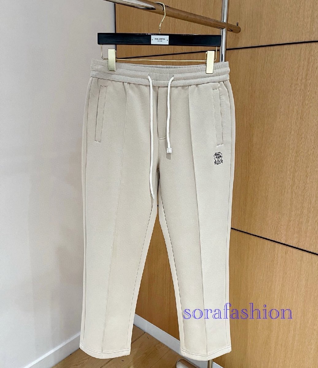 BRUNELLO CUCINELLI ブルネロ クチネリ メンズスウェットパンツ ベージュ XLサイズ カジュアル ボトムズ 長ズボン ゴムウエスト ロング丈拍卖