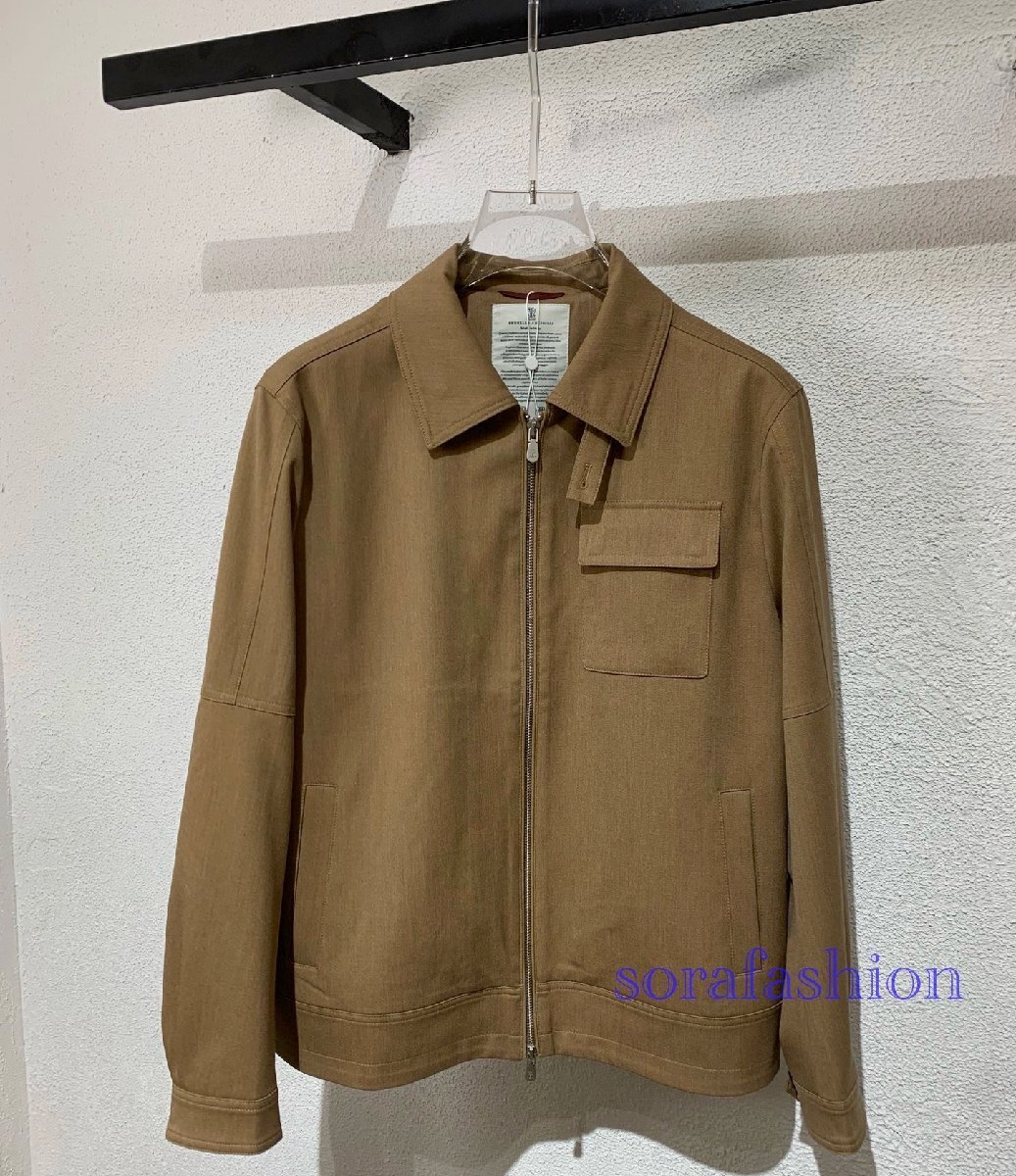BRUNELLO CUCINELLIブルネロ クチネリ メンズジャケット ブルゾン カーキ 56サイズ フライトジャケット ジャンパー アウター 紳士服拍卖