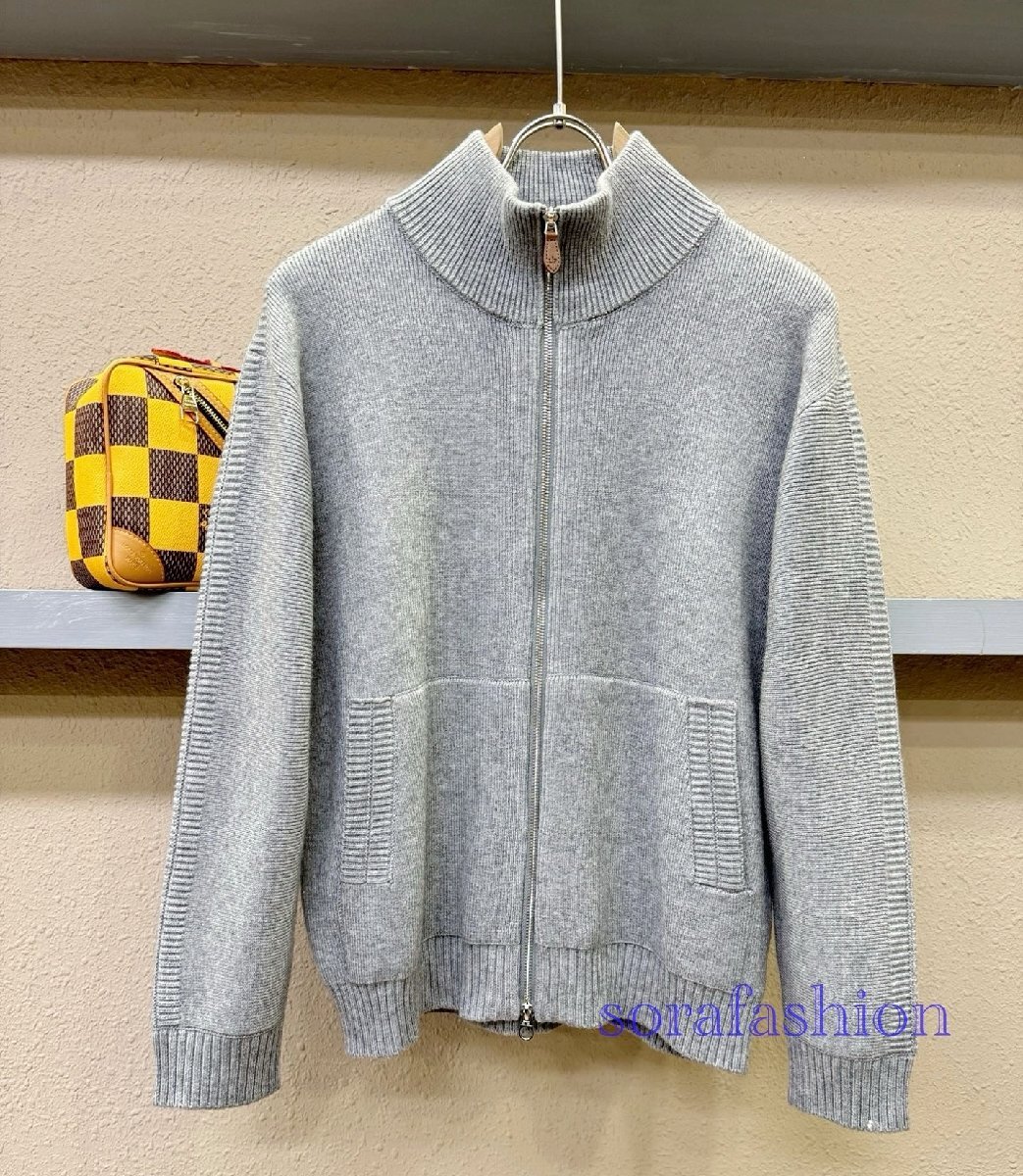 Loro Piana ロロピアーナ メンズカーディガン ニットセーター グレー Lサイズ アウター 羽織 ジップアップジャケット ウール 長袖 秋冬拍卖