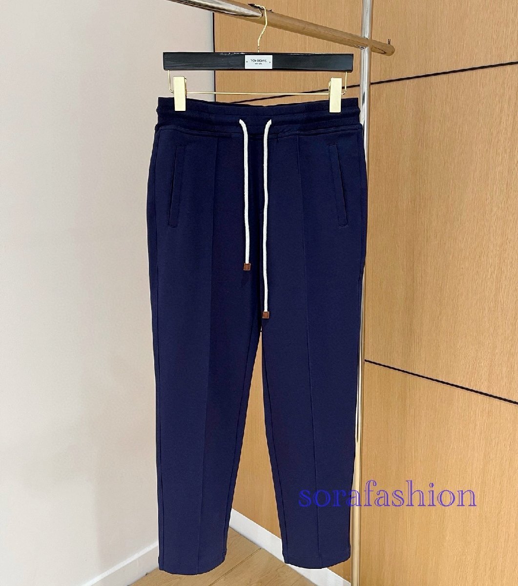 BRUNELLO CUCINELLI ブルネロ クチネリ メンズパンツ スウェットウェア ネイビー Mサイズ ボトムズ 長ズボン スポーツ服 ロングパンツ 綿拍卖