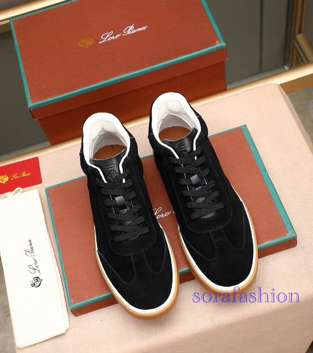 Loro Piana ロロピアーナ メンズスニーカー ウォーキングシューズ ブラック EU39サイズ 本革 スエード ハイカット スポーツ 紳士靴拍卖