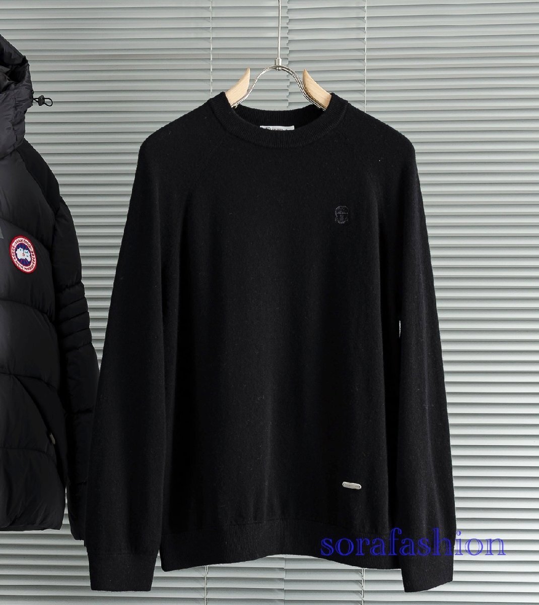 BRUNELLO CUCINELLIブルネロ クチネリ メンズニットT-シャツ ニットセーター ブラック L トップス ニットカットソー ウール 丸首 秋物拍卖