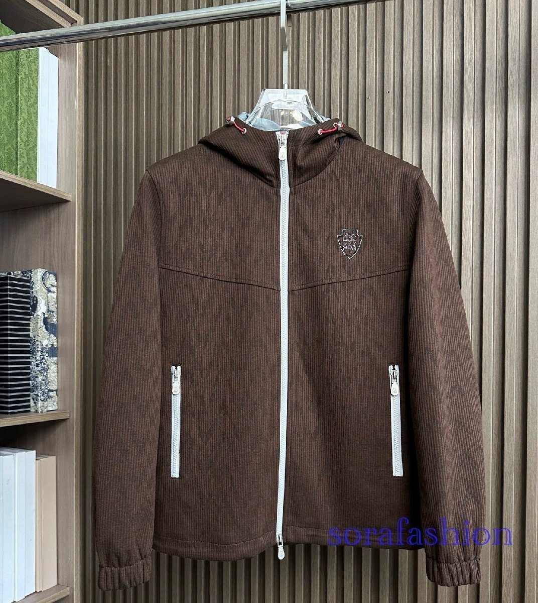 BRUNELLO CUCINELLI ブルネロ クチネリ メンズジャケット ブルゾン ブラウン 50サイズ ジップアップ ライトアウター 保温 防風 紳士服 冬物拍卖