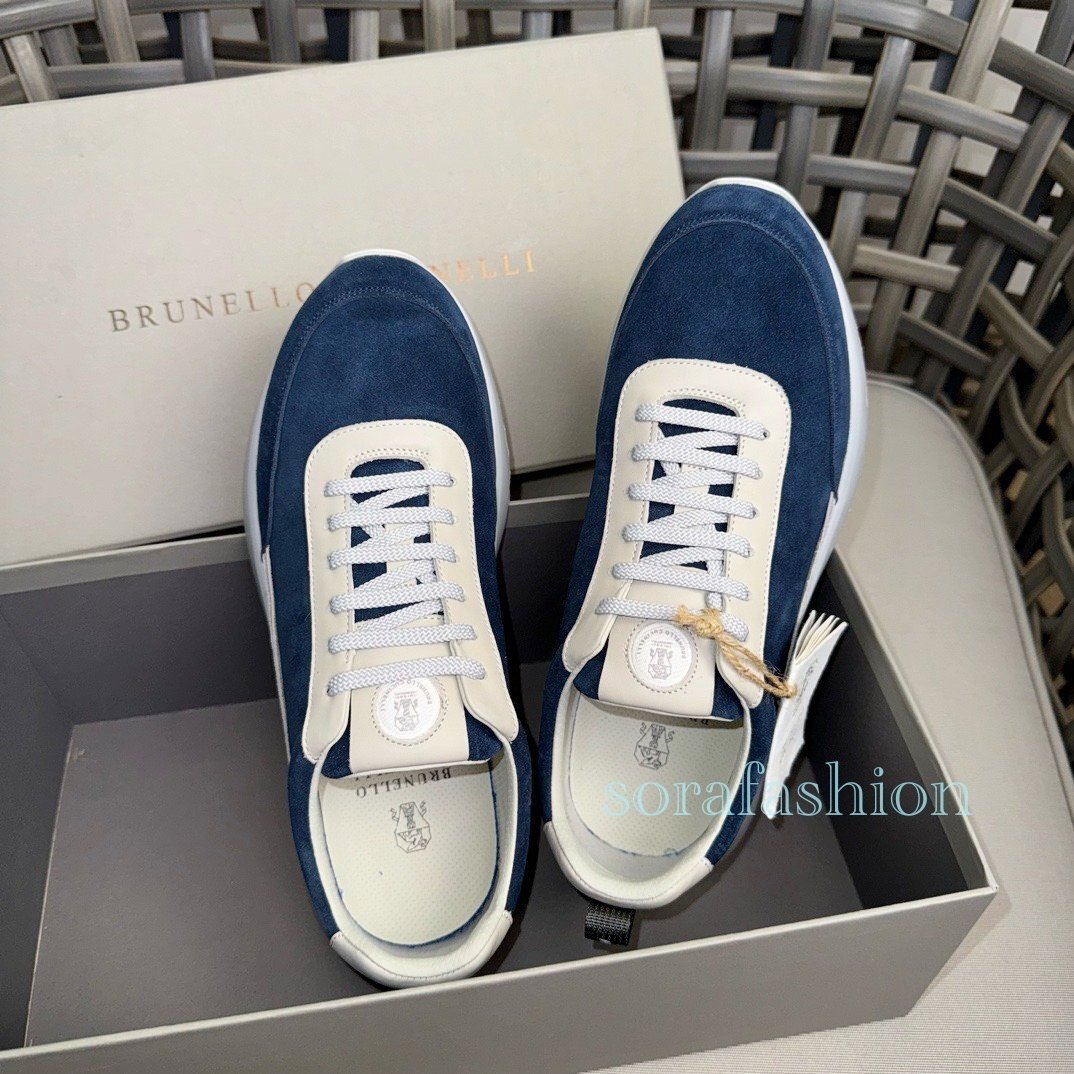 BRUNELLO CUCINELLI ブルネロ クチネリ メンズスニーカー ウォーキングシューズ EU41 ブルー ローカット スエード 本革 スポーツ靴拍卖