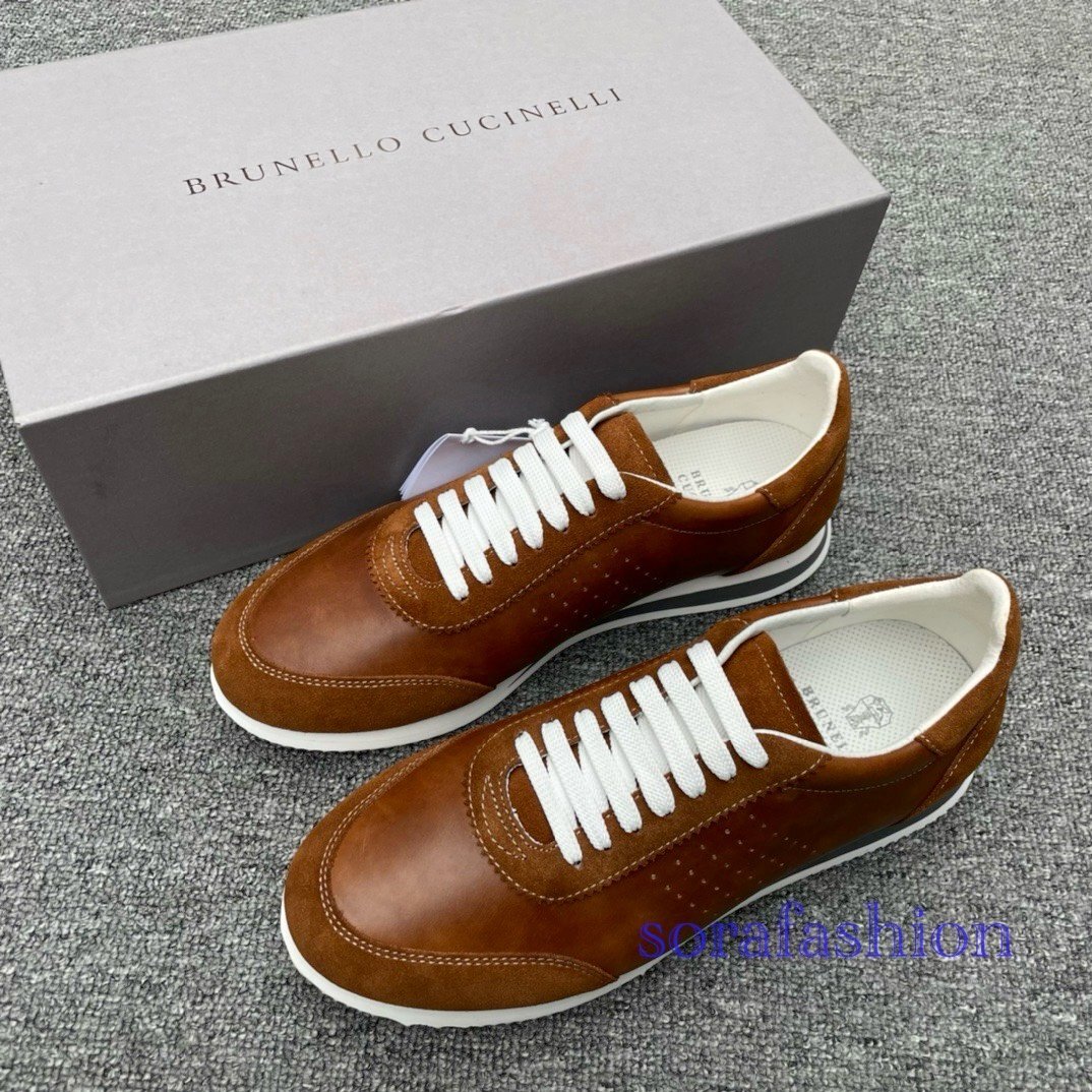 BRUNELLO CUCINELLI ブルネロ クチネリ メンズスニーカー ウォーキングシューズ EU43 ブラウン ローカット 靴 スエード 本革 スポーツ拍卖