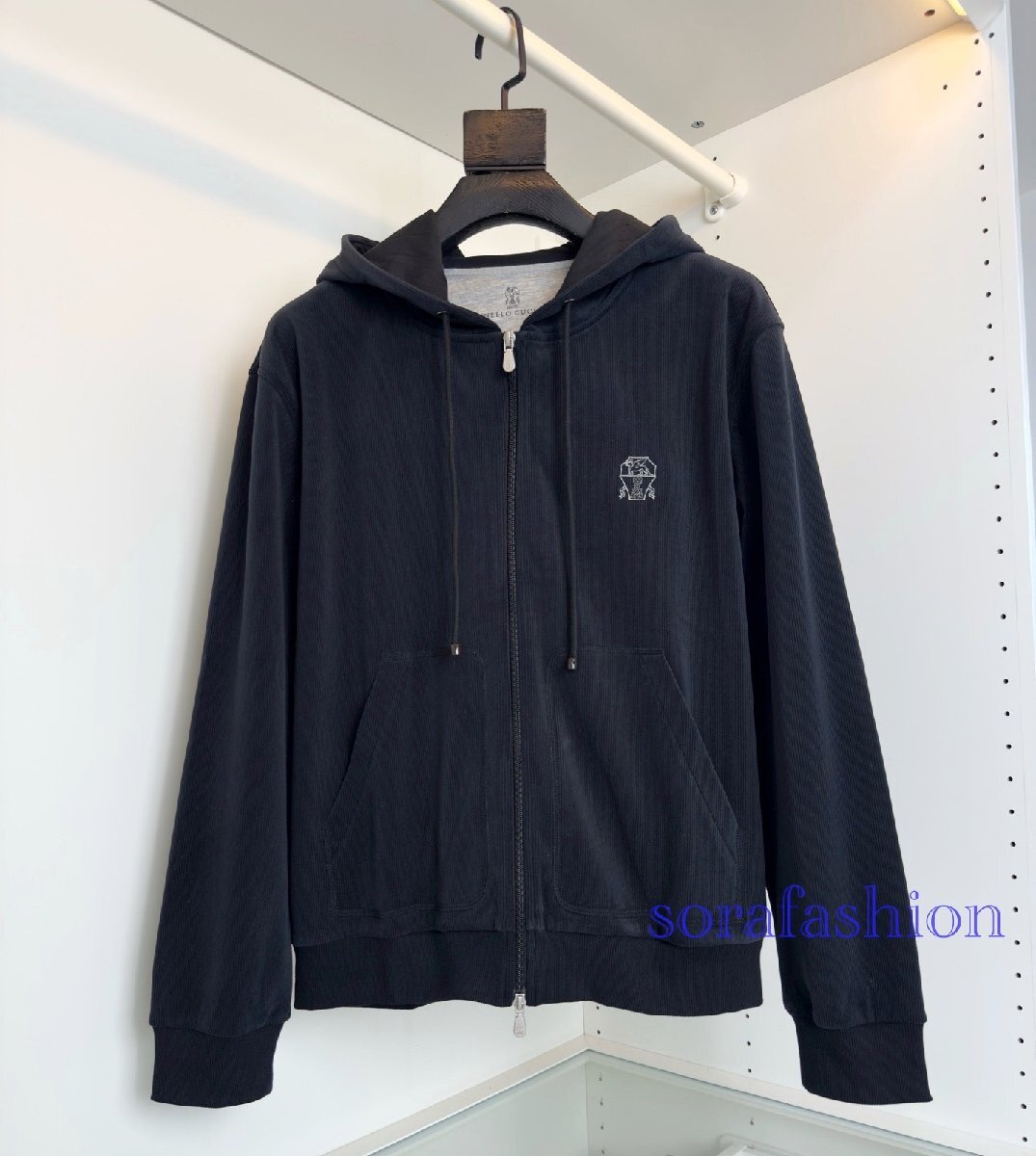 BRUNELLO CUCINELLIブルネロ クチネリ メンズジャケット ブルゾン ジップアップパーカー ブラック M スウェット トップス アウター 裏起毛拍卖