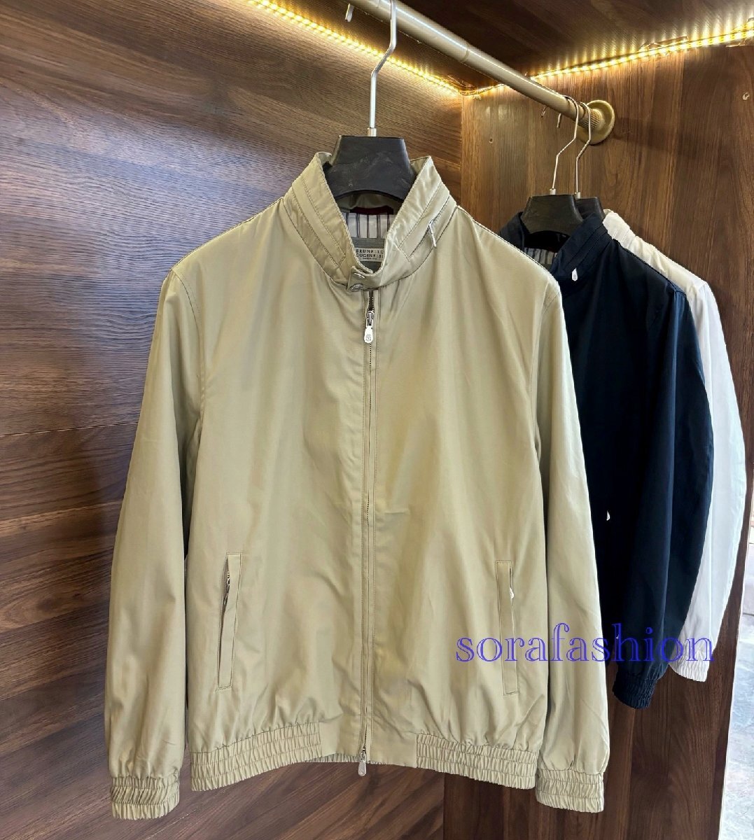BRUNELLO CUCINELLIブルネロ クチネリ メンズジャケット ブルゾン カーキ 56サイズ ジャンパー アウター 防風 紳士服 ジップアップ 綿拍卖