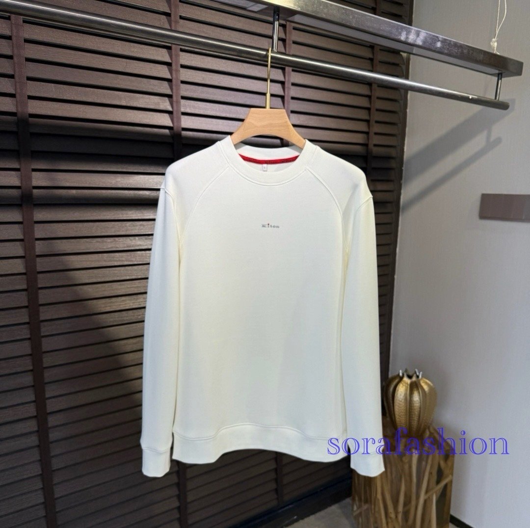 KITON キトン メンズ長袖T-シャツ プルオーバー スウェットウェア ホワイト 2XL トップス パーカー トレーナー 丸首 スポーツ カジュアル拍卖