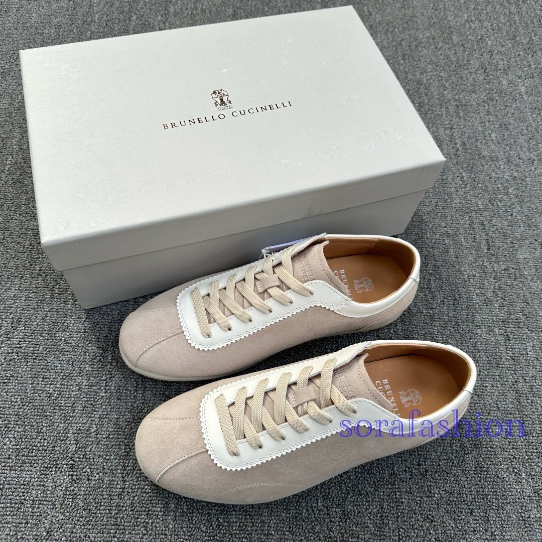 BRUNELLO CUCINELLI ブルネロ クチネリ メンズスニーカー ウォーキングシューズ EU44 ベージュ ローカット スエード 本革 ドライバー靴拍卖