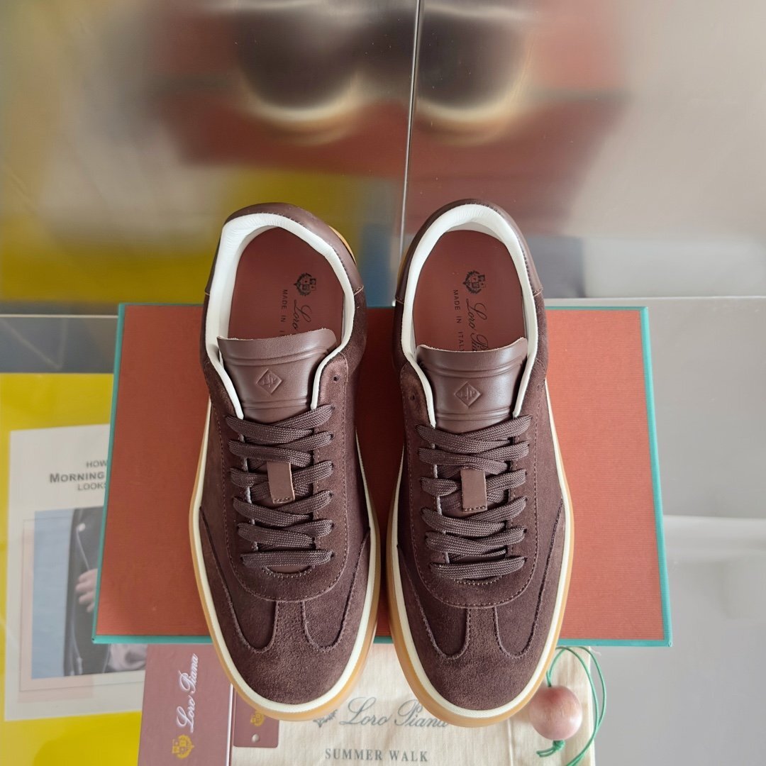 Loro Piana ロロピアーナ メンズスニーカー Tennis Walk シューズ 靴 EU39サイズ ブラウン スエード 本革 箱付け拍卖