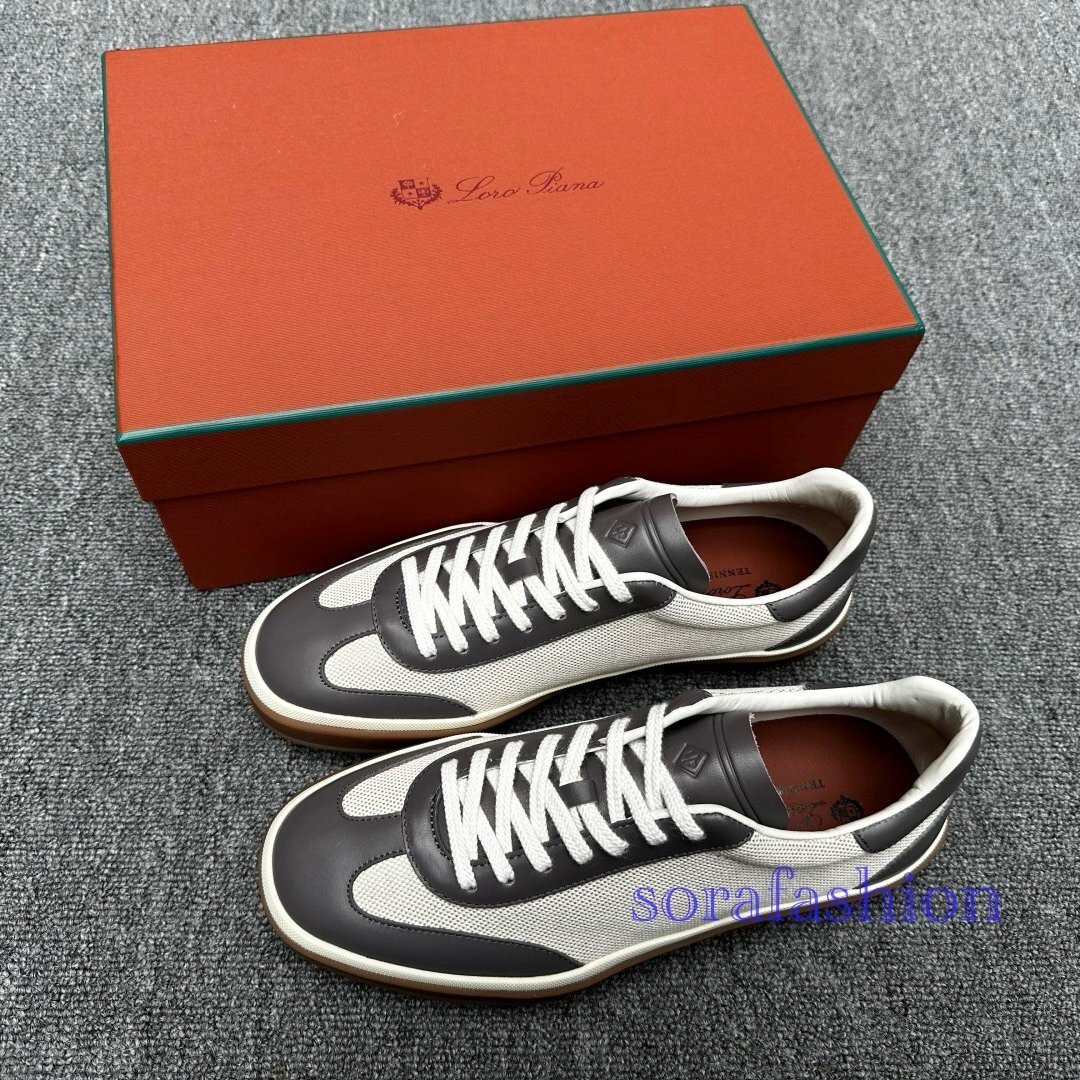 Loro Piana ロロピアーナ メンズスニーカー ウォーキングシューズ グレー EU44サイズ 本革 メッシュ ローカット スポーツ 紳士靴 通気性拍卖