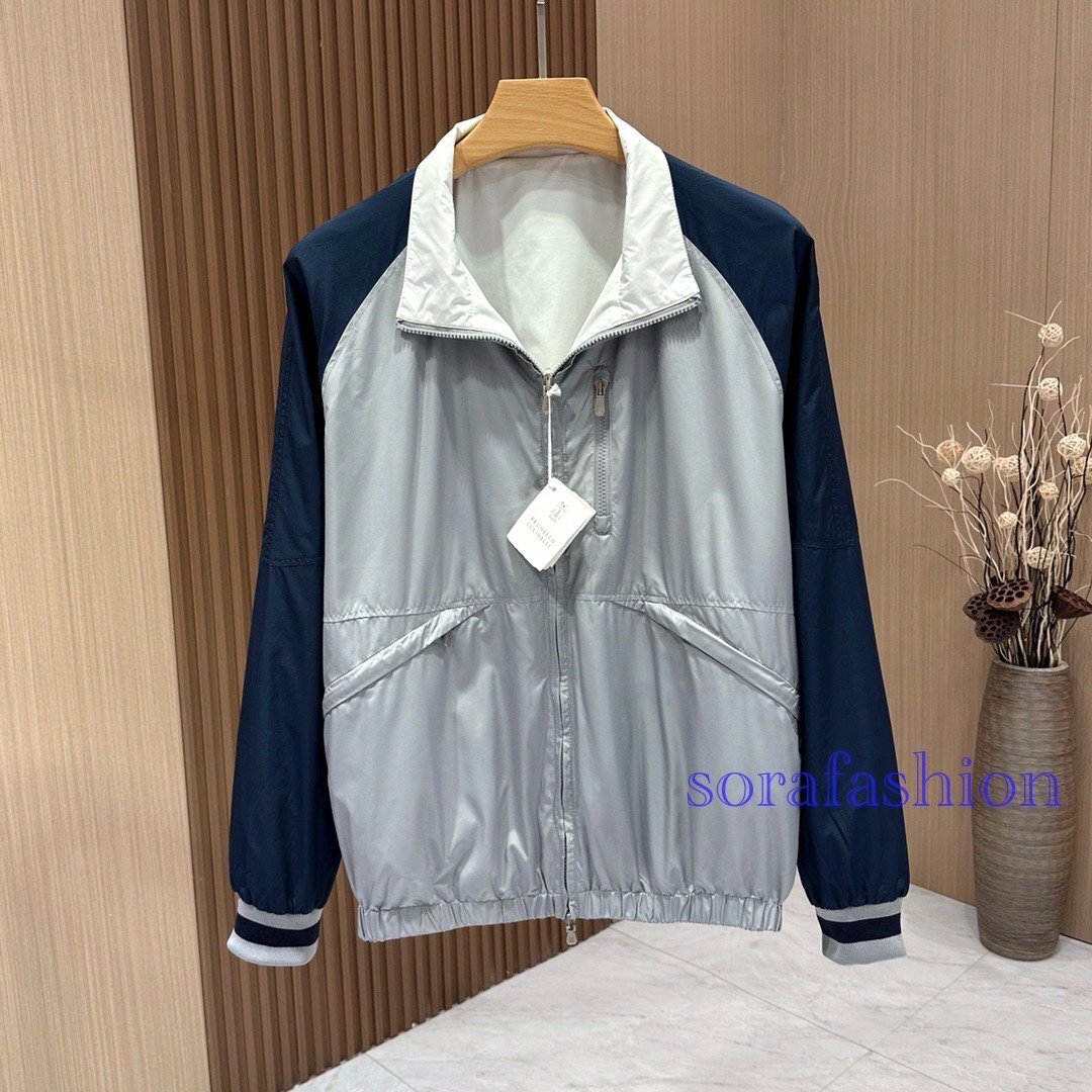 BRUNELLO CUCINELLIブルネロ クチネリメンズリバーシブルジャケット ジャンパー ネイビー XLサイズ ジップアップ ブルゾン アウター 両面着拍卖