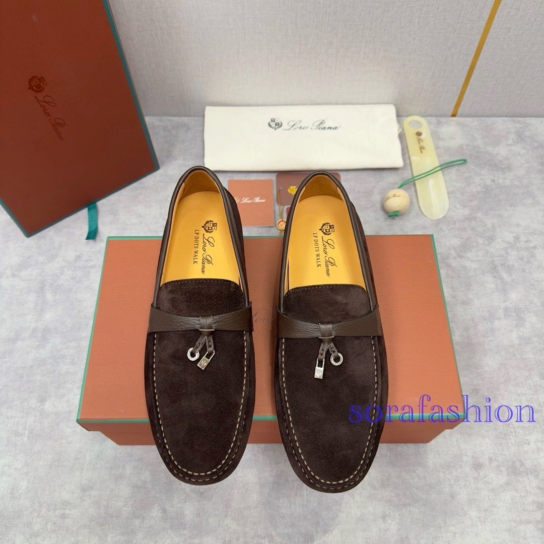 Loro Piana ロロピアーナ メンズローファー スリッポン スニーカー EU40サイズ コーヒー ドライビングシューズ 本革 スエード 靴拍卖