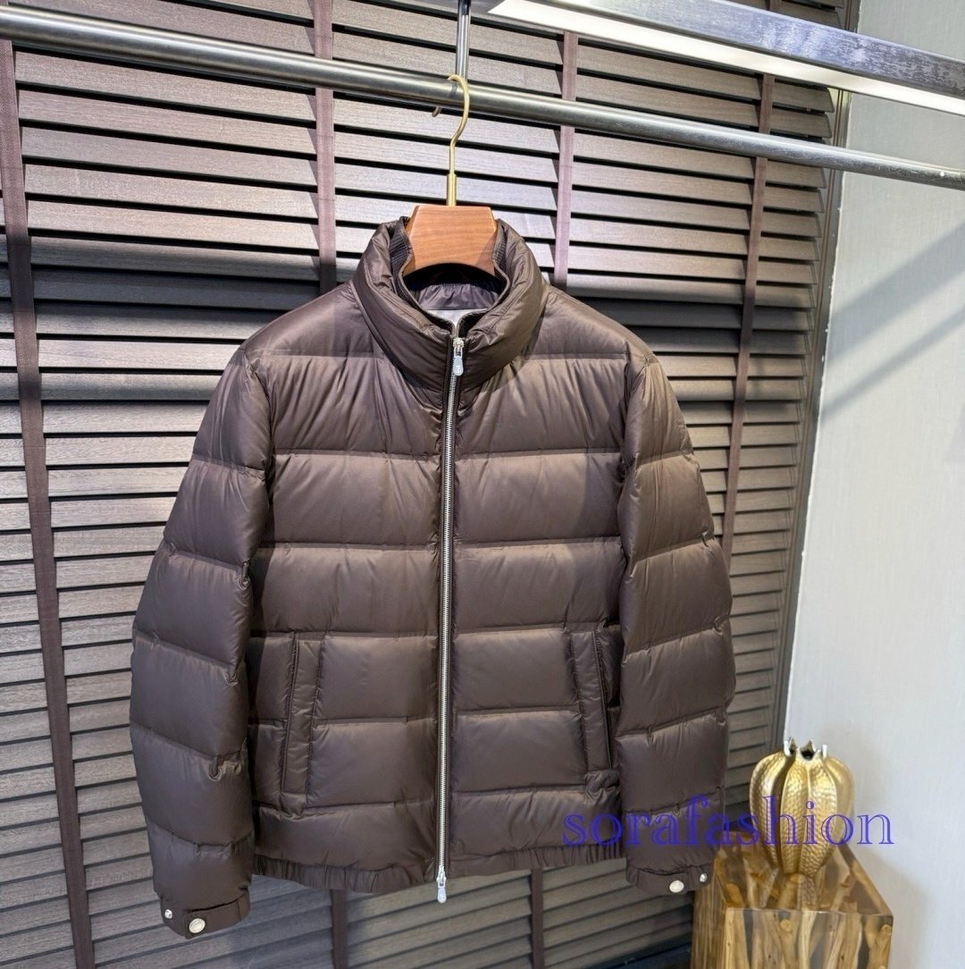 BRUNELLO CUCINELLI ブルネロ クチネリ メンズダウンジャケット コーヒー 48サイズ ジップアップブルゾン ダウンアウター 保温 防風 冬物拍卖